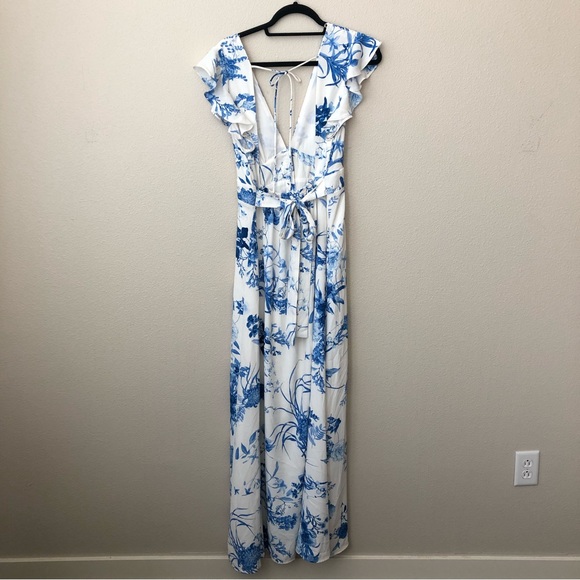 Lulus Botanical Bliss White Floral Print Flutter Sleeve Maxi Dress - Picture 5 of 10